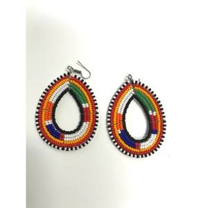 Colorful Masai Beaded Dangle Earrings